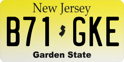 NJ license plate B71GKE