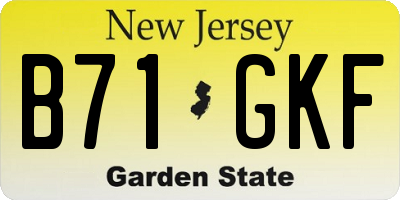 NJ license plate B71GKF