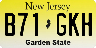 NJ license plate B71GKH