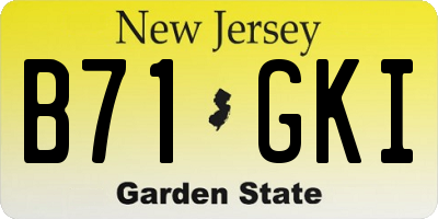 NJ license plate B71GKI