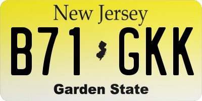 NJ license plate B71GKK