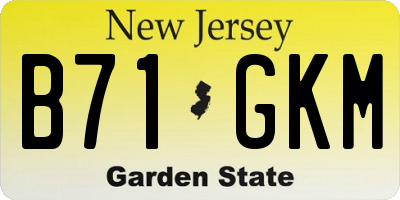 NJ license plate B71GKM
