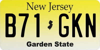 NJ license plate B71GKN