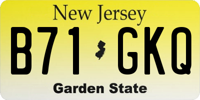 NJ license plate B71GKQ