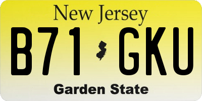 NJ license plate B71GKU