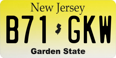 NJ license plate B71GKW