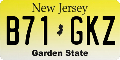 NJ license plate B71GKZ