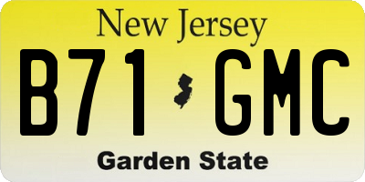 NJ license plate B71GMC