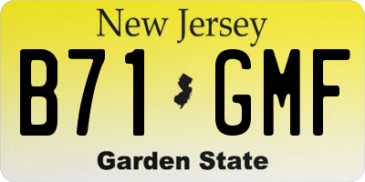 NJ license plate B71GMF