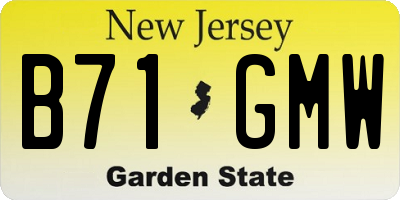NJ license plate B71GMW