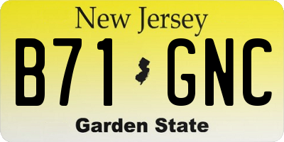 NJ license plate B71GNC