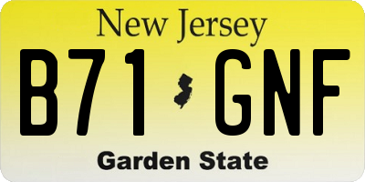 NJ license plate B71GNF