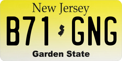 NJ license plate B71GNG