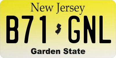 NJ license plate B71GNL