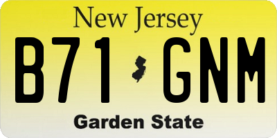 NJ license plate B71GNM