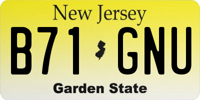 NJ license plate B71GNU