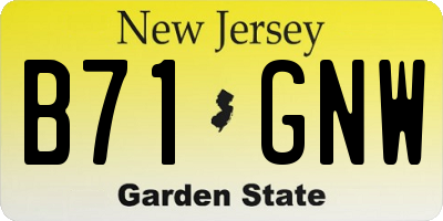 NJ license plate B71GNW