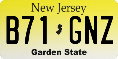 NJ license plate B71GNZ