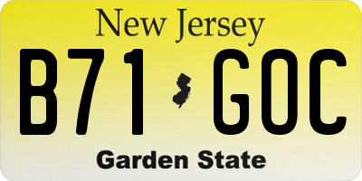 NJ license plate B71GOC