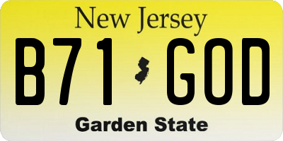 NJ license plate B71GOD