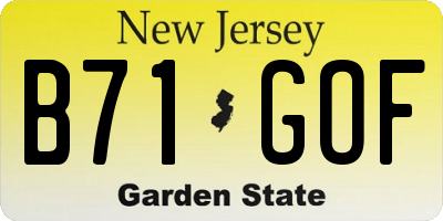 NJ license plate B71GOF
