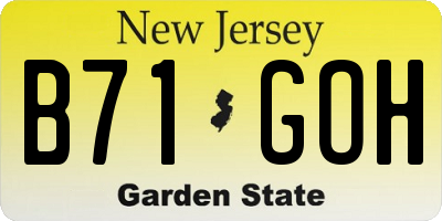 NJ license plate B71GOH