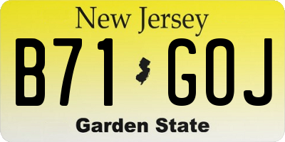 NJ license plate B71GOJ