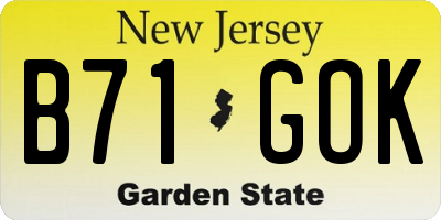 NJ license plate B71GOK
