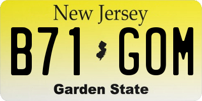NJ license plate B71GOM