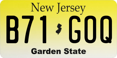 NJ license plate B71GOQ