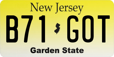 NJ license plate B71GOT