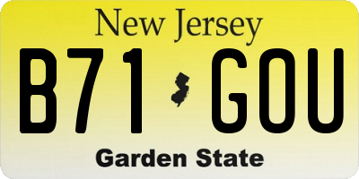 NJ license plate B71GOU