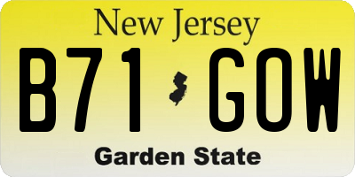 NJ license plate B71GOW