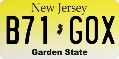 NJ license plate B71GOX
