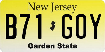 NJ license plate B71GOY