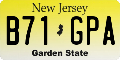 NJ license plate B71GPA