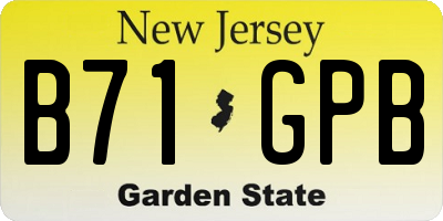 NJ license plate B71GPB