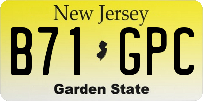 NJ license plate B71GPC
