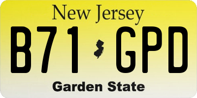 NJ license plate B71GPD