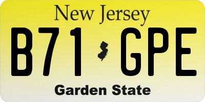 NJ license plate B71GPE