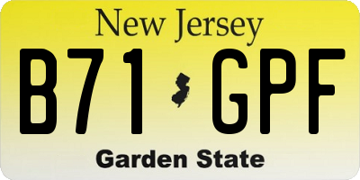 NJ license plate B71GPF