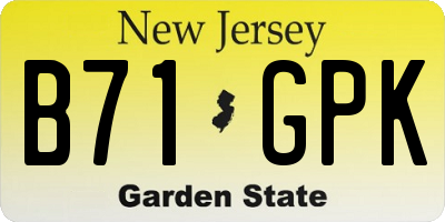 NJ license plate B71GPK