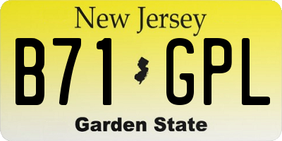 NJ license plate B71GPL