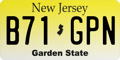 NJ license plate B71GPN