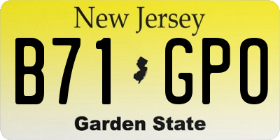 NJ license plate B71GPO