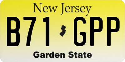 NJ license plate B71GPP