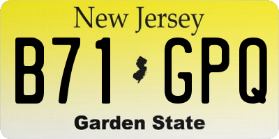 NJ license plate B71GPQ