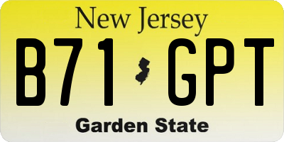 NJ license plate B71GPT