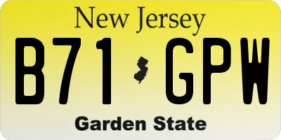 NJ license plate B71GPW