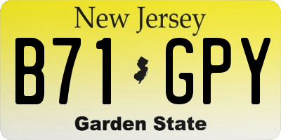 NJ license plate B71GPY